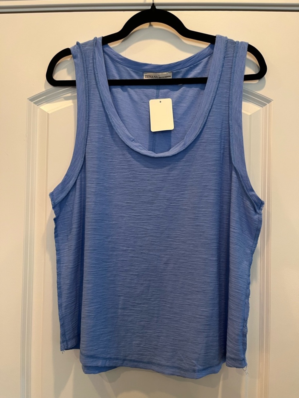 Zenana Blue Sleeveless Tank Top Size Large Soft Lightweight Casual Everyday NEW - Picture 3 of 11